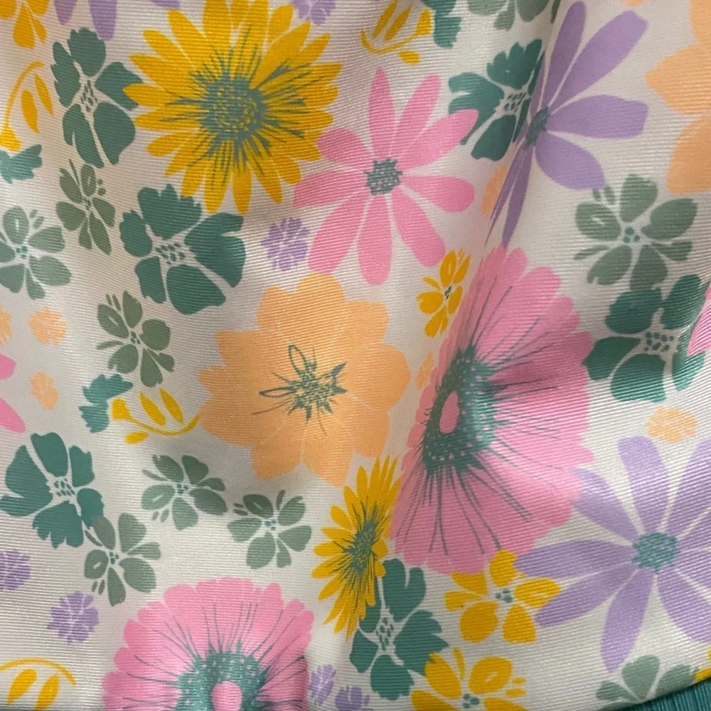 Wonder Nation Floral and Aqua Kids Swim One Piece